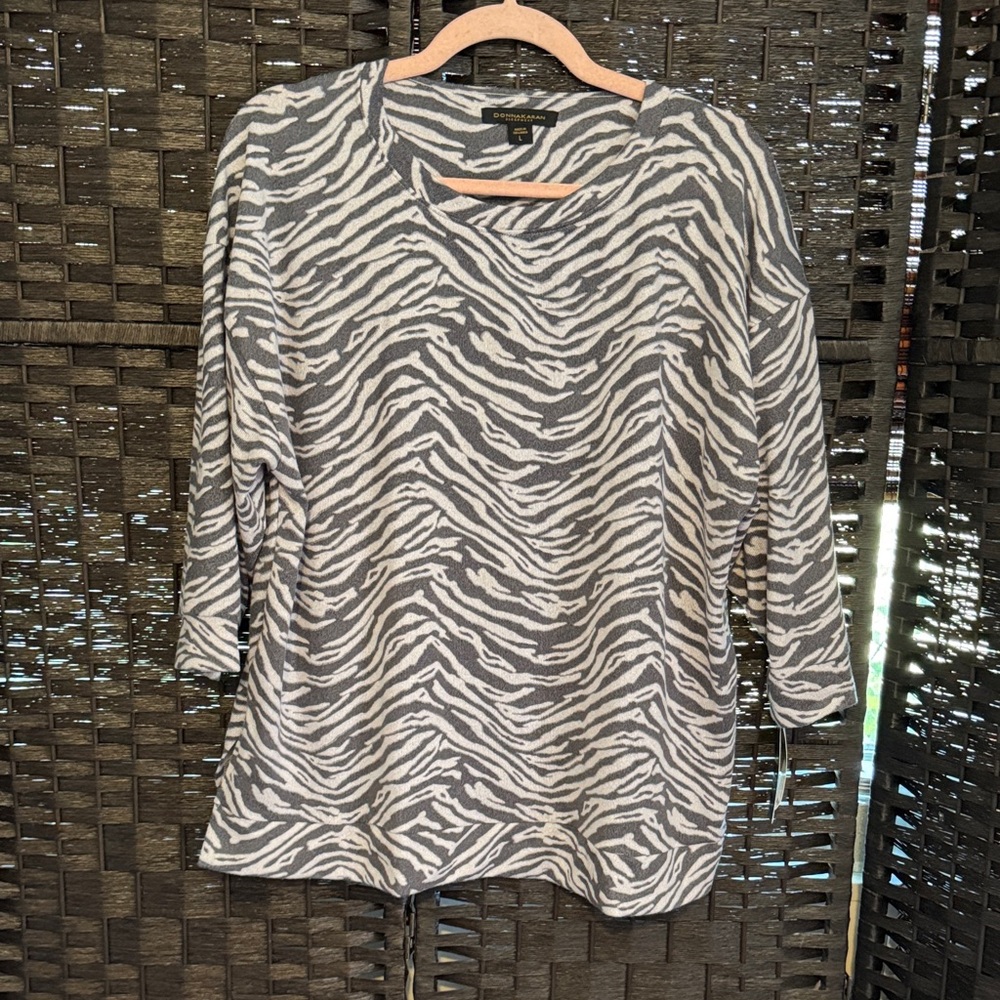 Donna Karan Zebra Print Pajama Top - Black and White Large
